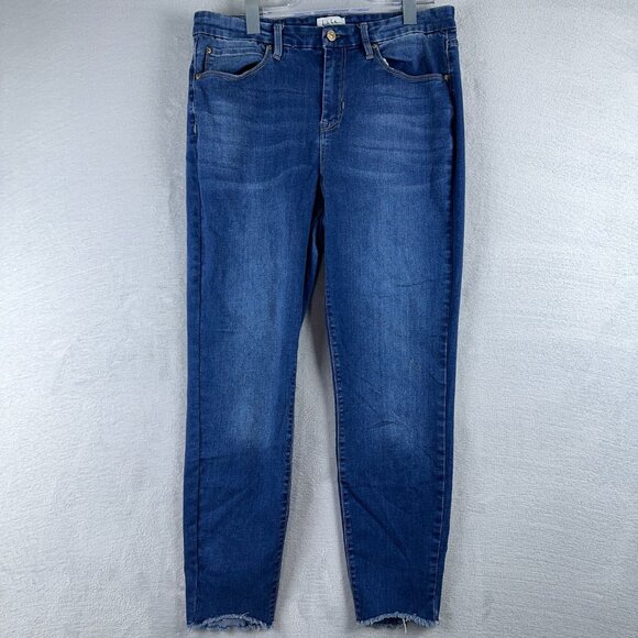 Nicole Miller Soho Ankle Skinny Jeans High Rise Raw Hem Womens Blue Size 12 - Picture 1 of 12